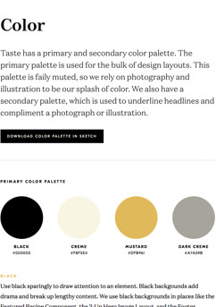 examples from the taste brand guidelines