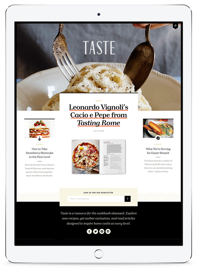 taste website on an ipad