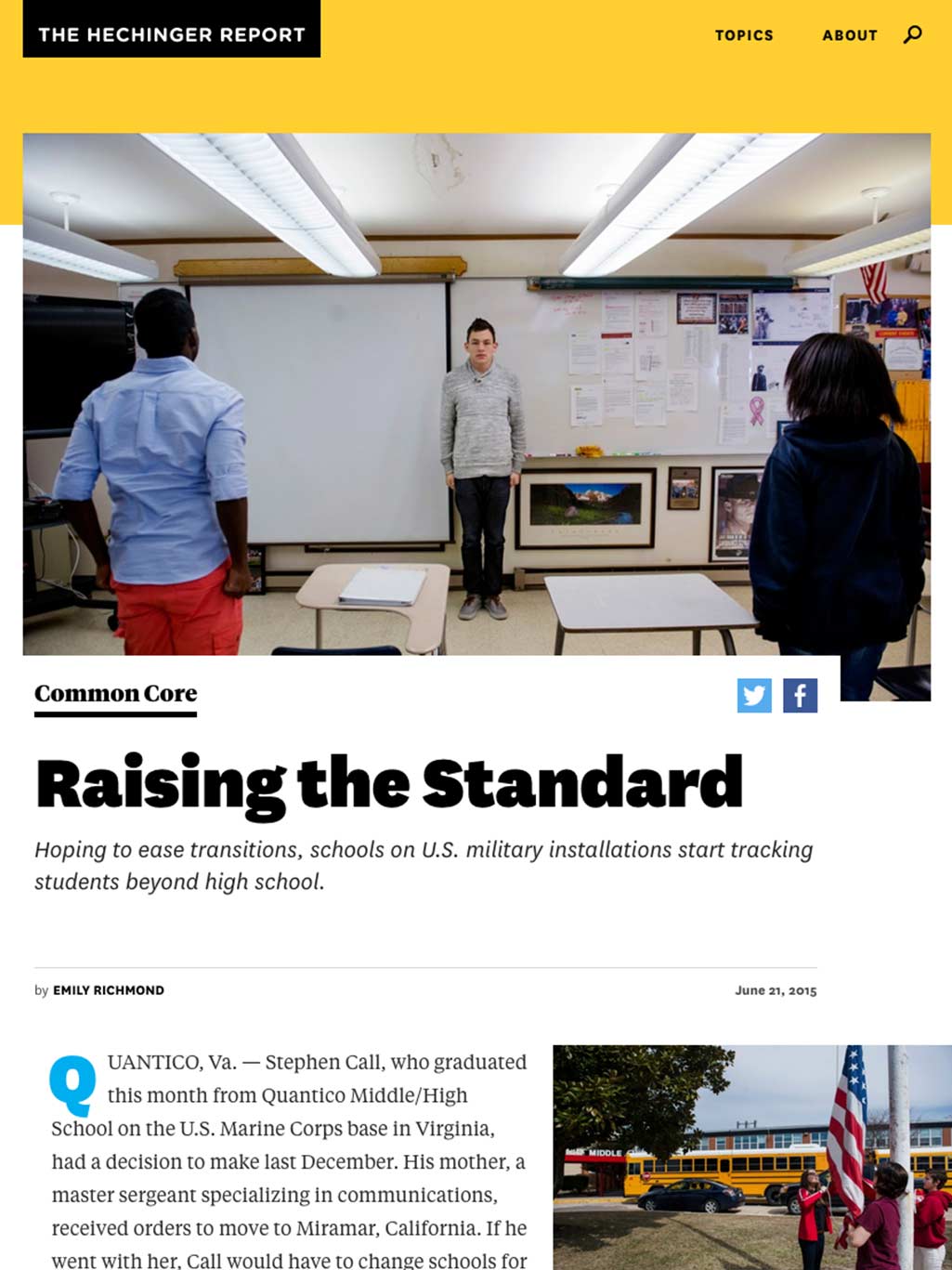 hechinger article example on a tablet